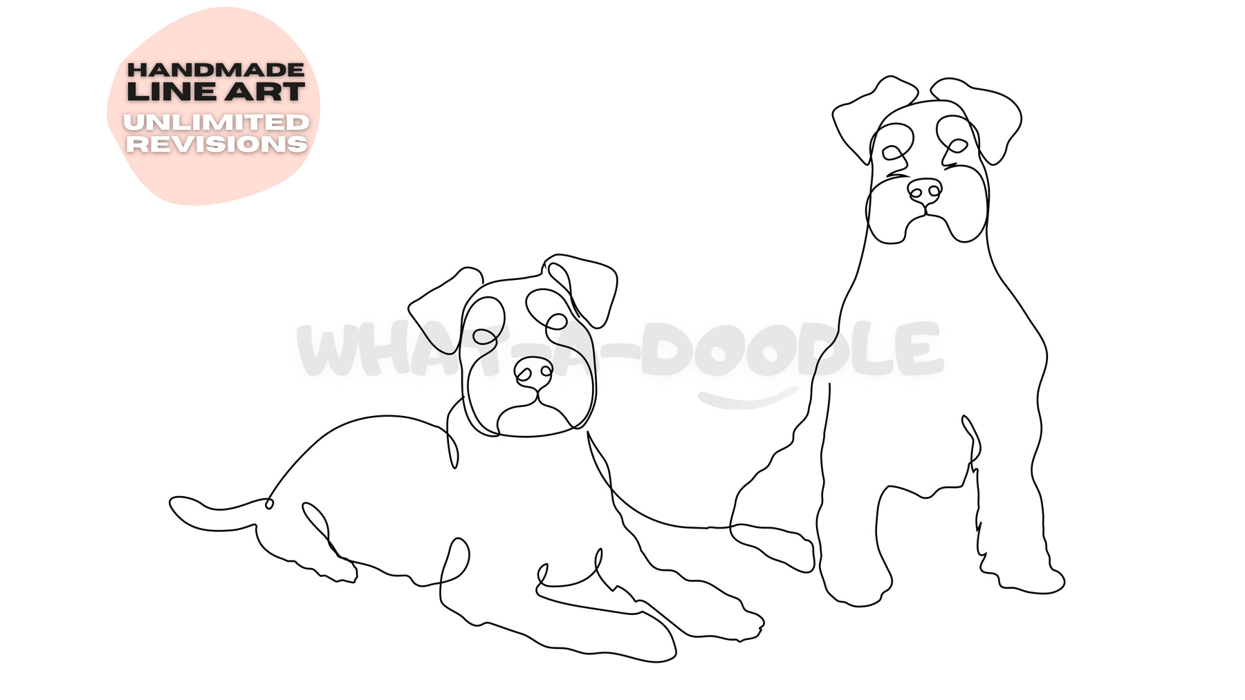 Digital line art of two cute dogs.