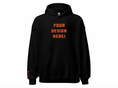 Load image into Gallery viewer, Custom adults embroidered navy hoodie. Sleeve text is customizable. 
