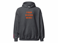 Load image into Gallery viewer, Custom adults embroidered sport grey hoodie. Sleeve text is customizable. 
