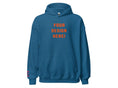 Load image into Gallery viewer, Custom adults embroidered light blue hoodie. Sleeve text is customizable. 
