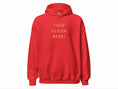 Load image into Gallery viewer, Custom adults embroidered dark heather hoodie. Sleeve text is customizable. 
