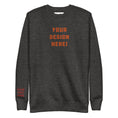 Load image into Gallery viewer, Custom adults embroidered carbon grey sweatshirt. Sleeve text is customizable. 
