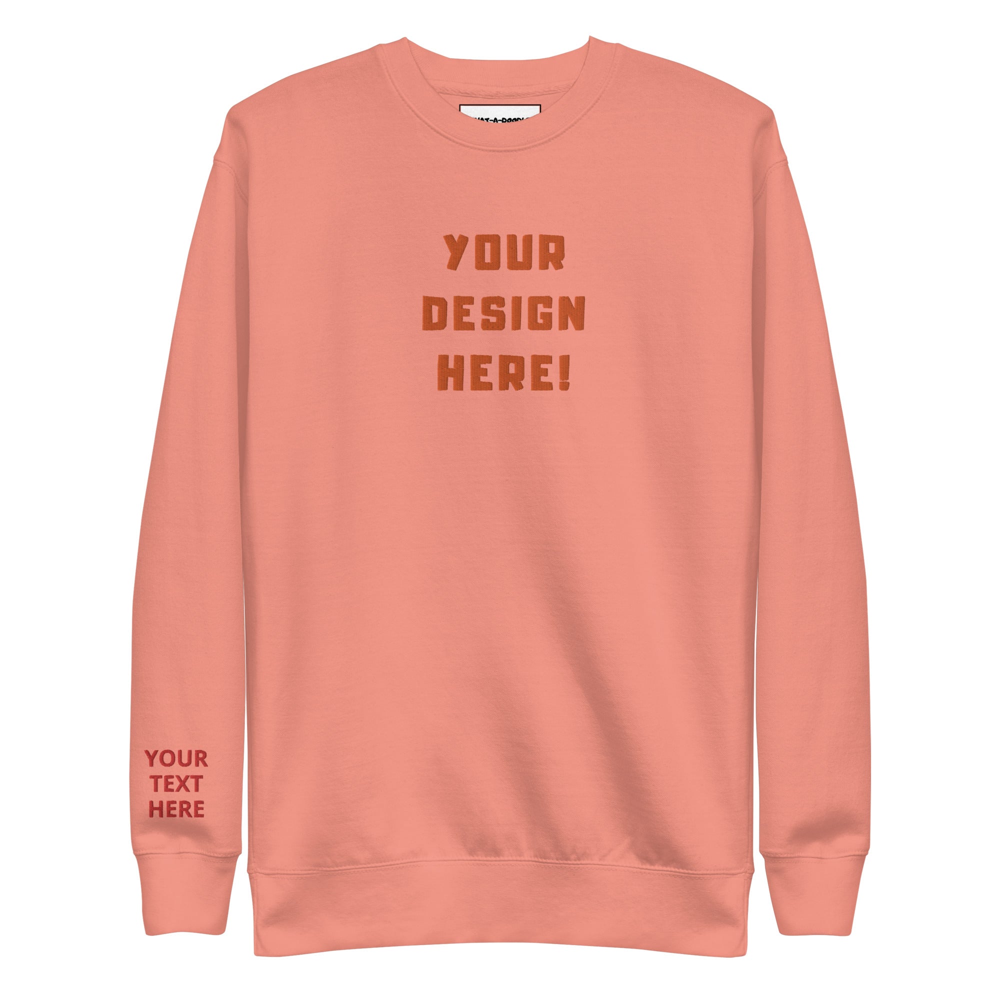 Custom adults embroidered dusty rose sweatshirt. Sleeve text is customizable. 