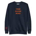 Load image into Gallery viewer, Custom adults embroidered royal sweatshirt. Sleeve text is customizable. 
